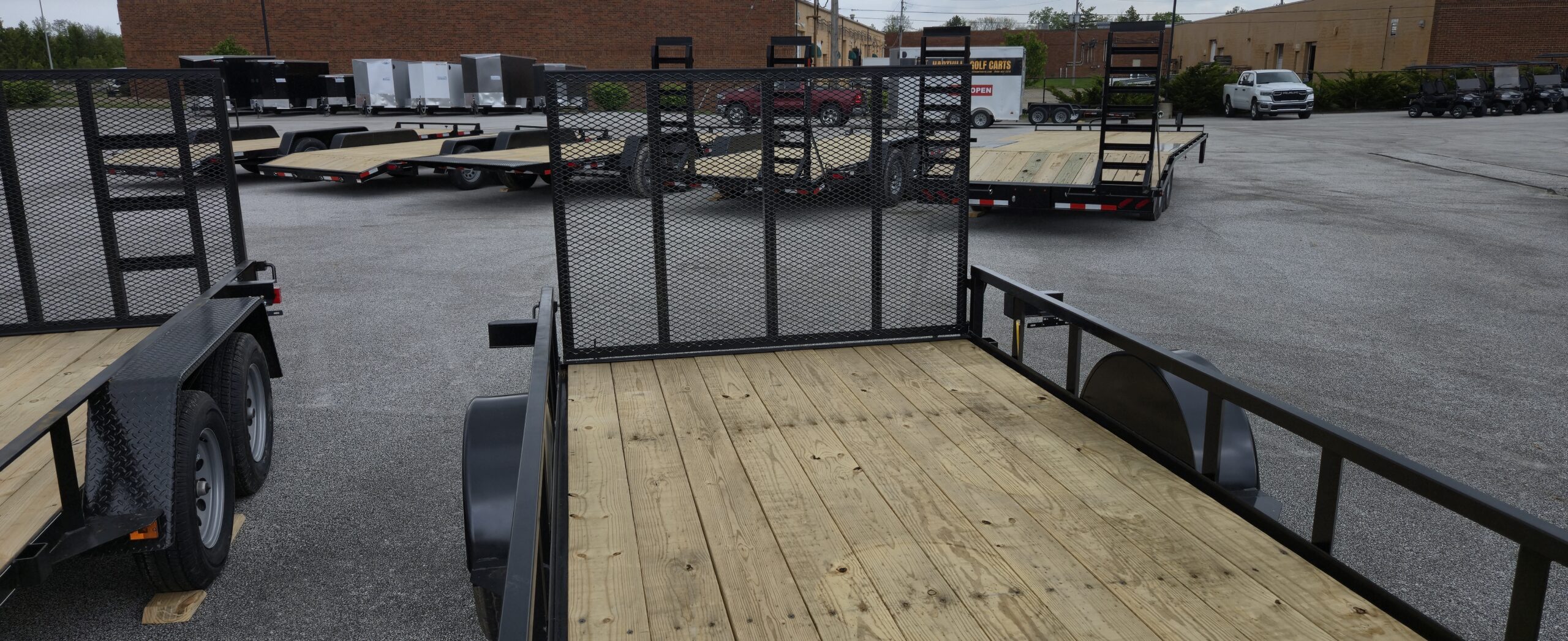 77x12 quality landscape trailer for sale deck and ramp view