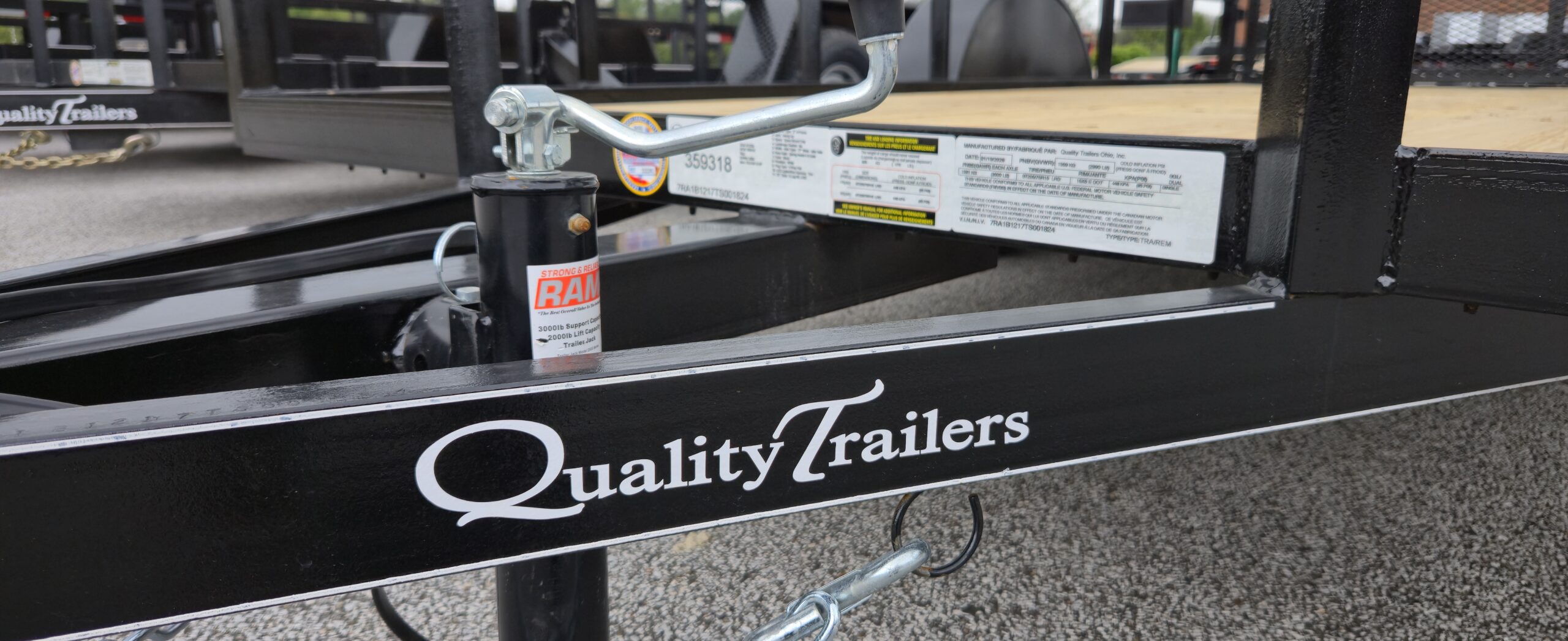 77x12 quality trailer for sale tongue logo detail