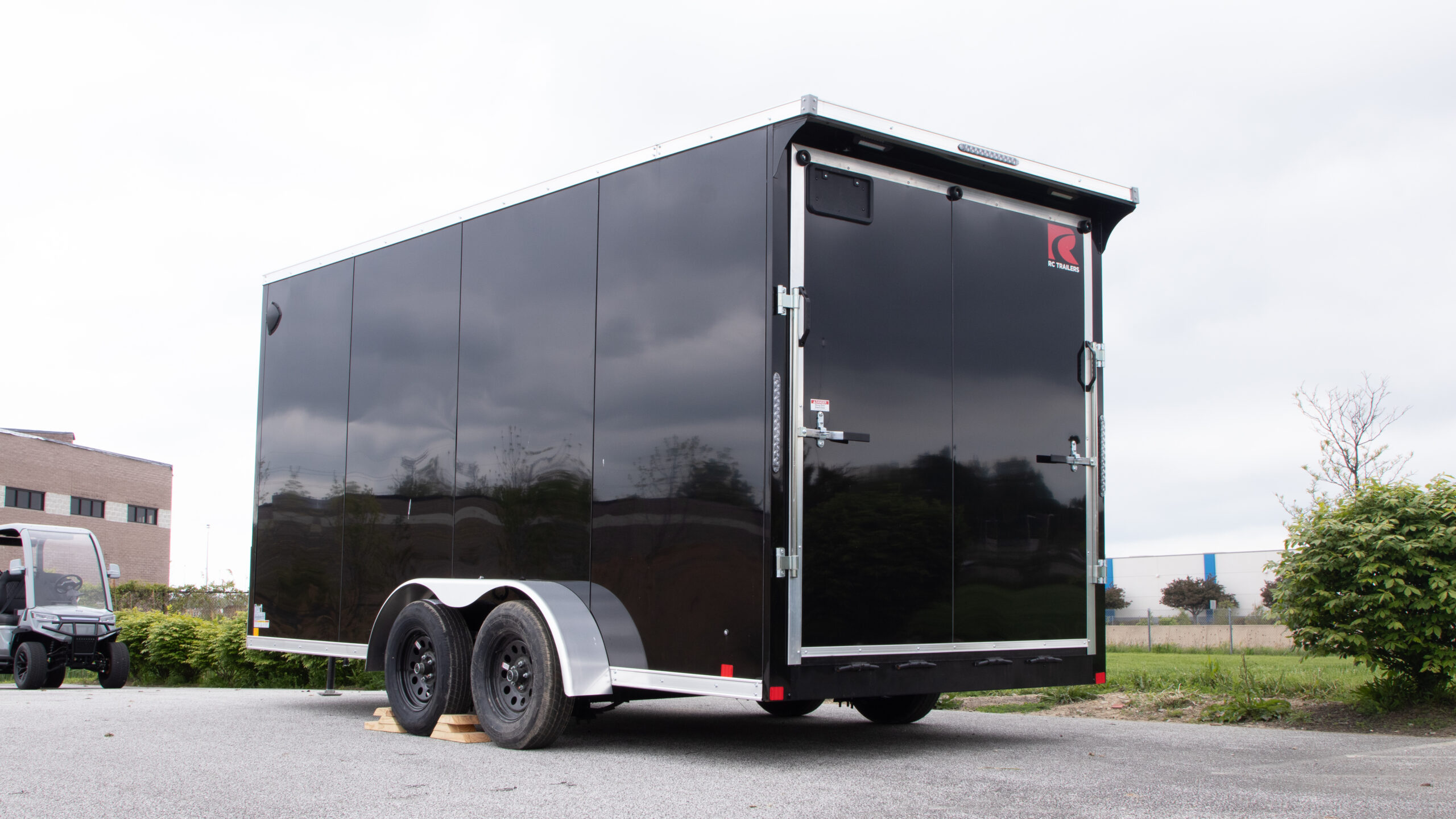 7x16 rc cargo trailer for sale rear side view