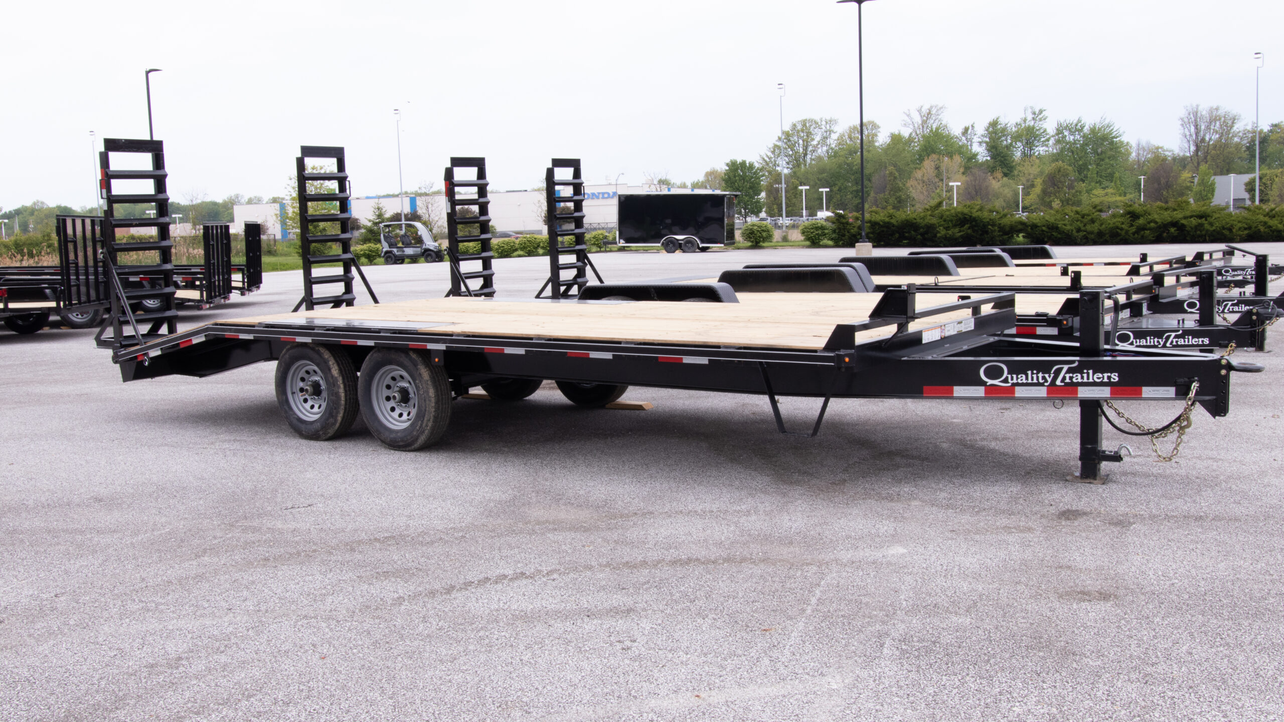 82x20 deckover trailer for sale full side view