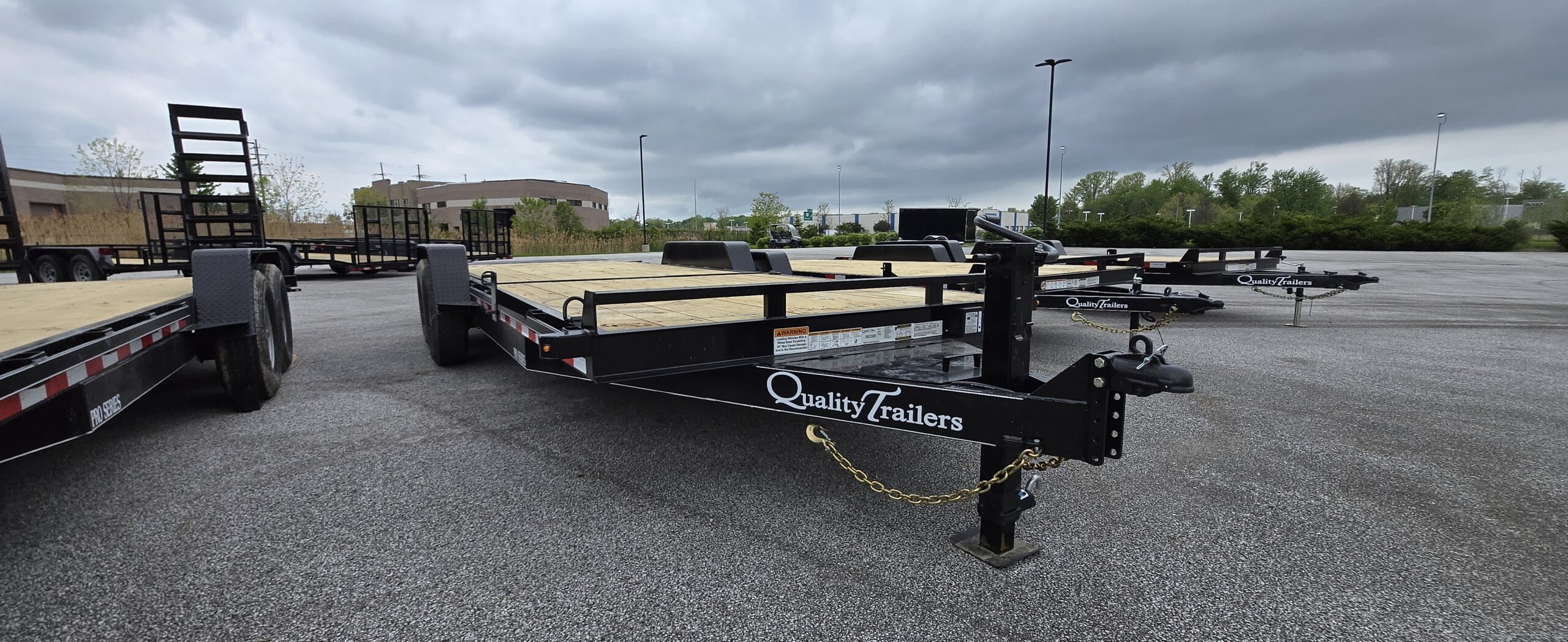 88x22 quality split tilt equipment trailer for sale mentor ohio side view