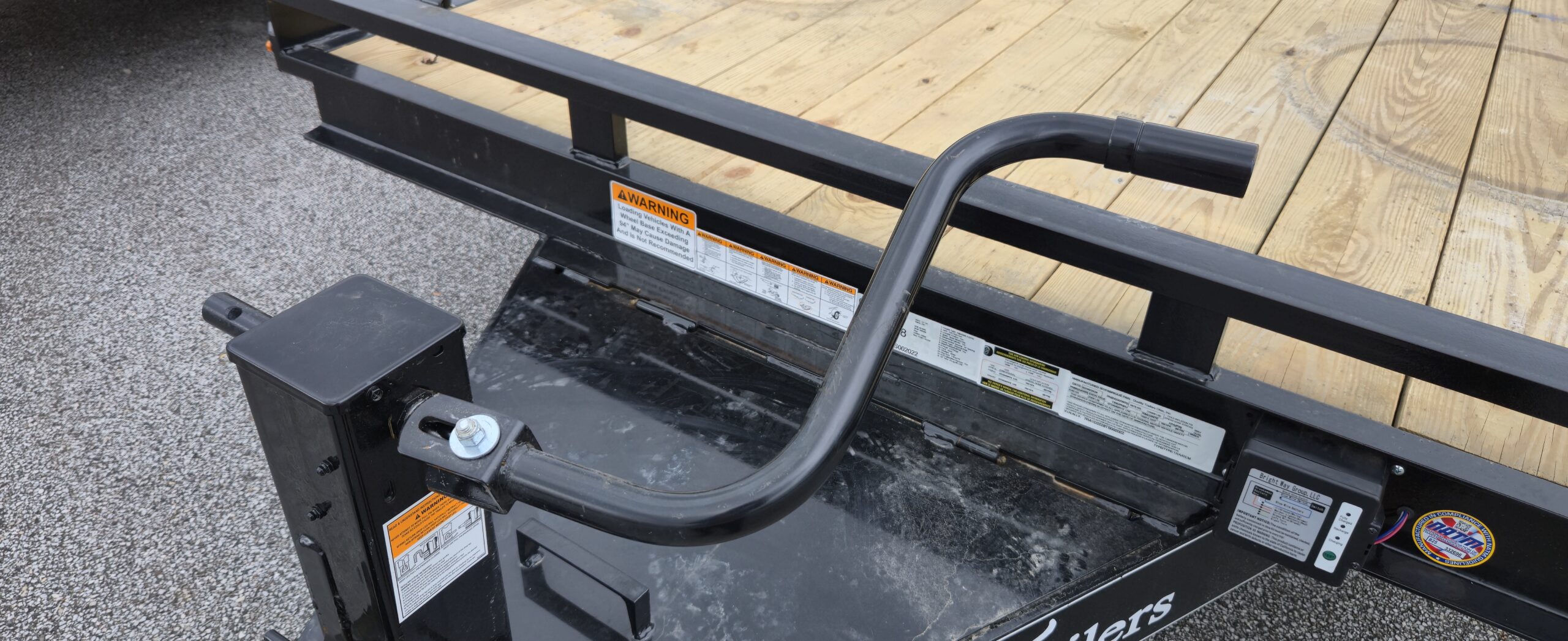 88x22 split tilt fender equipment trailer for sale mentor ohio hitch detail