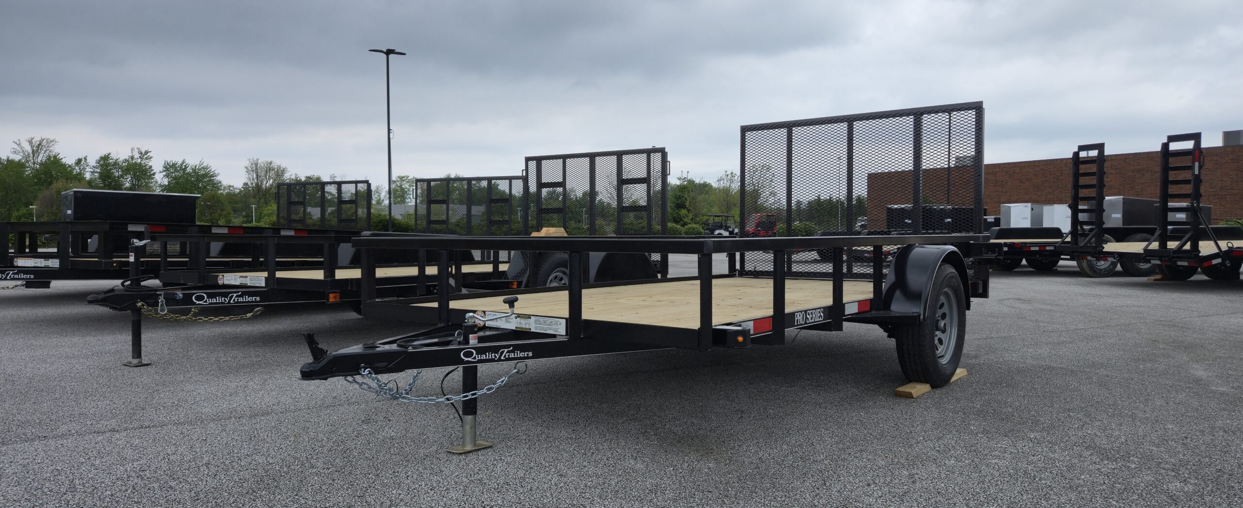 quality trailers 77x12 landscape trailer for sale front view