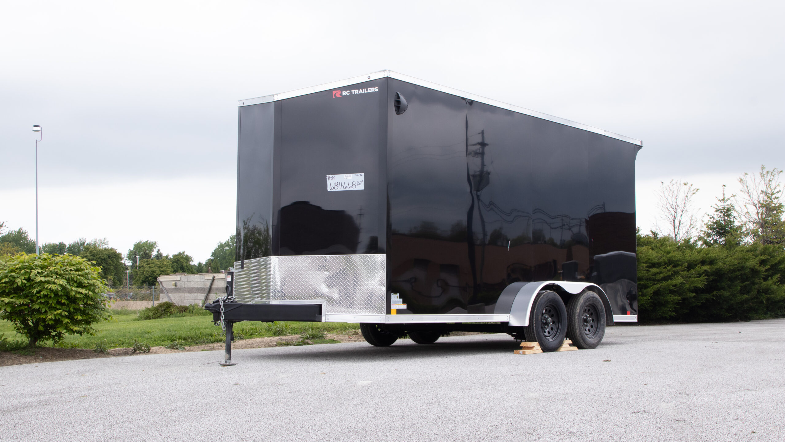 rc trailers 7x16 cargo trailer for sale passenger side view