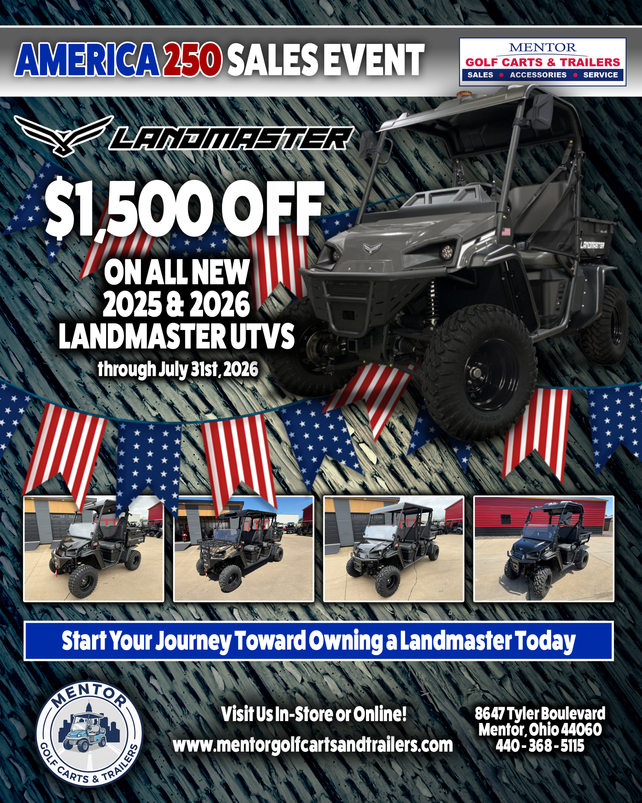 Mentor Golf Carts and Trailers Landmaster America 250 Sale